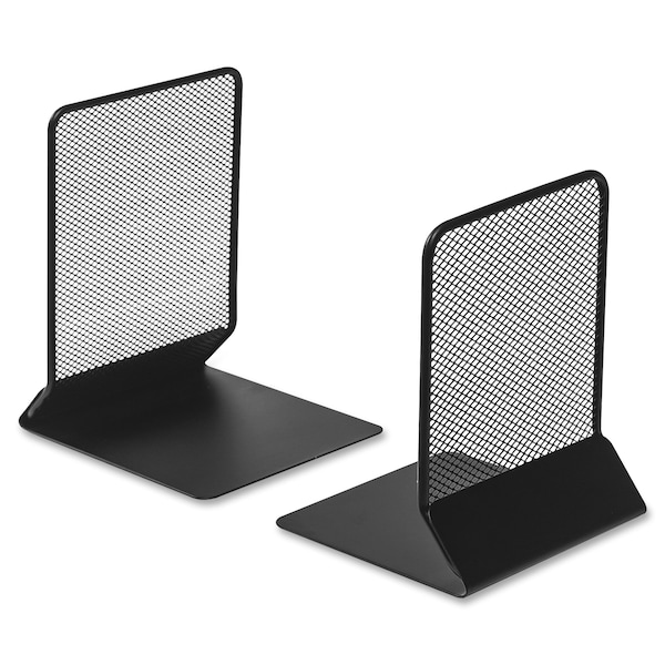 Lorell Mesh Steel Bookends, 7" x 5.4" x 5.3", Black, PK2 LLR84242 - main